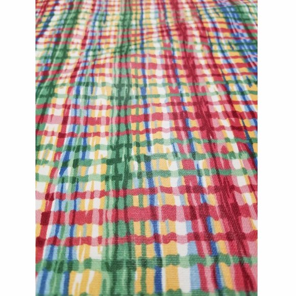 Fabric 4 yds Decorator Polished Cotton RedYellowBlueGreen Plaid 54"W new - Picture 2 of 3